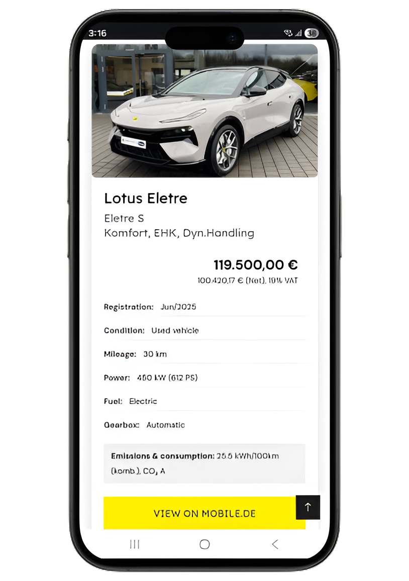 Fahrzeugdetailseite mit mobile.de Daten in WordPress